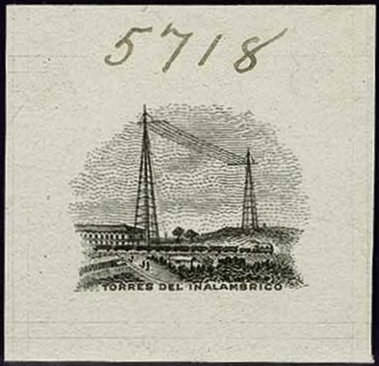 Guatemala Stamps Waterlow Die Proof of Centre only 1919 Radio Station & Steam Train